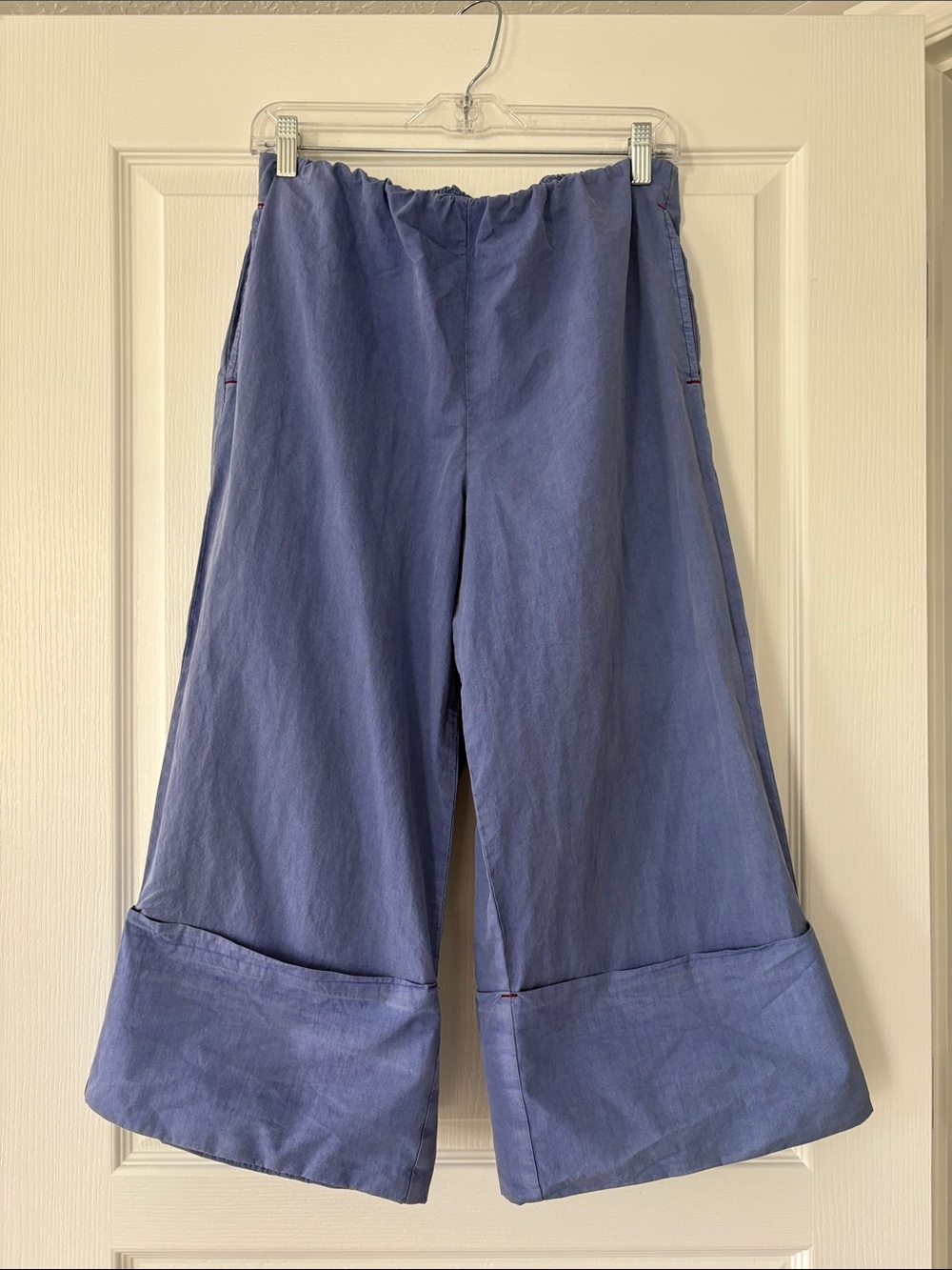 Free People Wide-Leg Cropped Pants in Dusty Blue